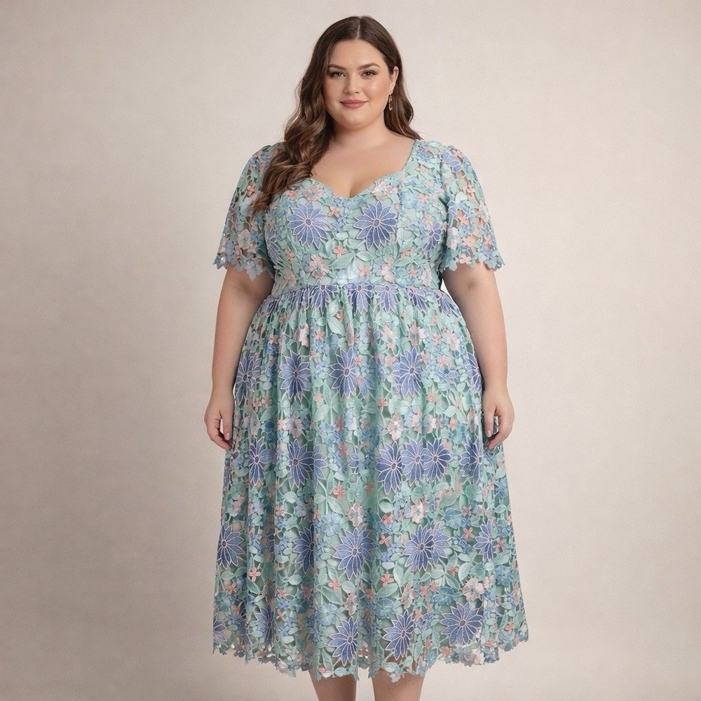 Jessakae Flower Waltz Dress Womens Size XXL Pastel Floral Lace Sweetheart NWT